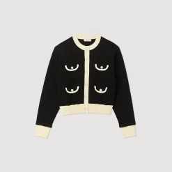 Pulls & Cardigans*SANDRO Cardigan Bicolore à Boutons Noir