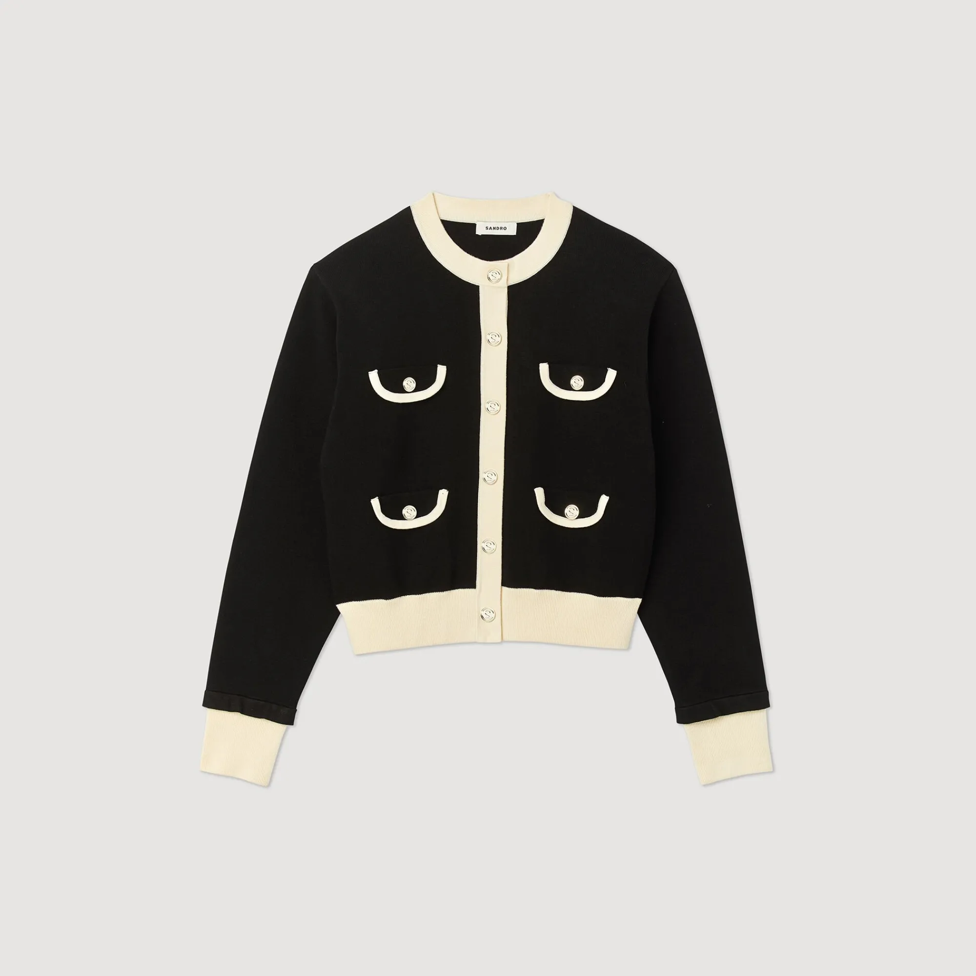 Pulls & Cardigans*SANDRO Cardigan Bicolore à Boutons Noir