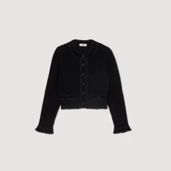Ensembles|Pulls & Cardigans*SANDRO Cardigan Court En Maille Velours Noir
