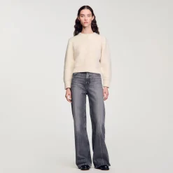 Pulls & Cardigans*SANDRO Cardigan Court En Maille Duveteuse Ecru