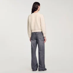Pulls & Cardigans*SANDRO Cardigan Court En Maille Duveteuse Ecru