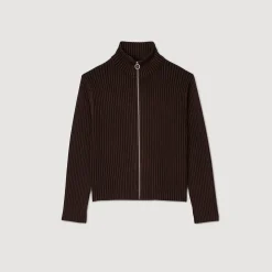 Pulls & Gilets*SANDRO Cardigan Côtelé Marron Clair