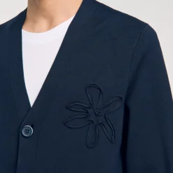 Pulls & Gilets*SANDRO Cardigan Détail Fleur Bleu Prusse