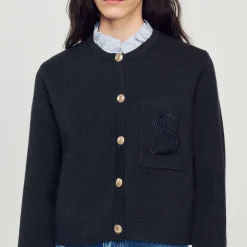 Pulls & Cardigans*SANDRO Cardigan En Laine Certifiée Anthracite