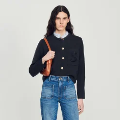 Pulls & Cardigans*SANDRO Cardigan En Laine Certifiée Anthracite