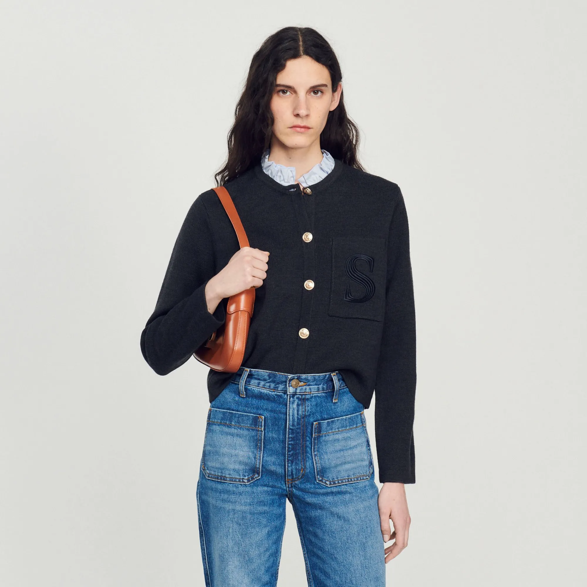 Pulls & Cardigans*SANDRO Cardigan En Laine Certifiée Anthracite