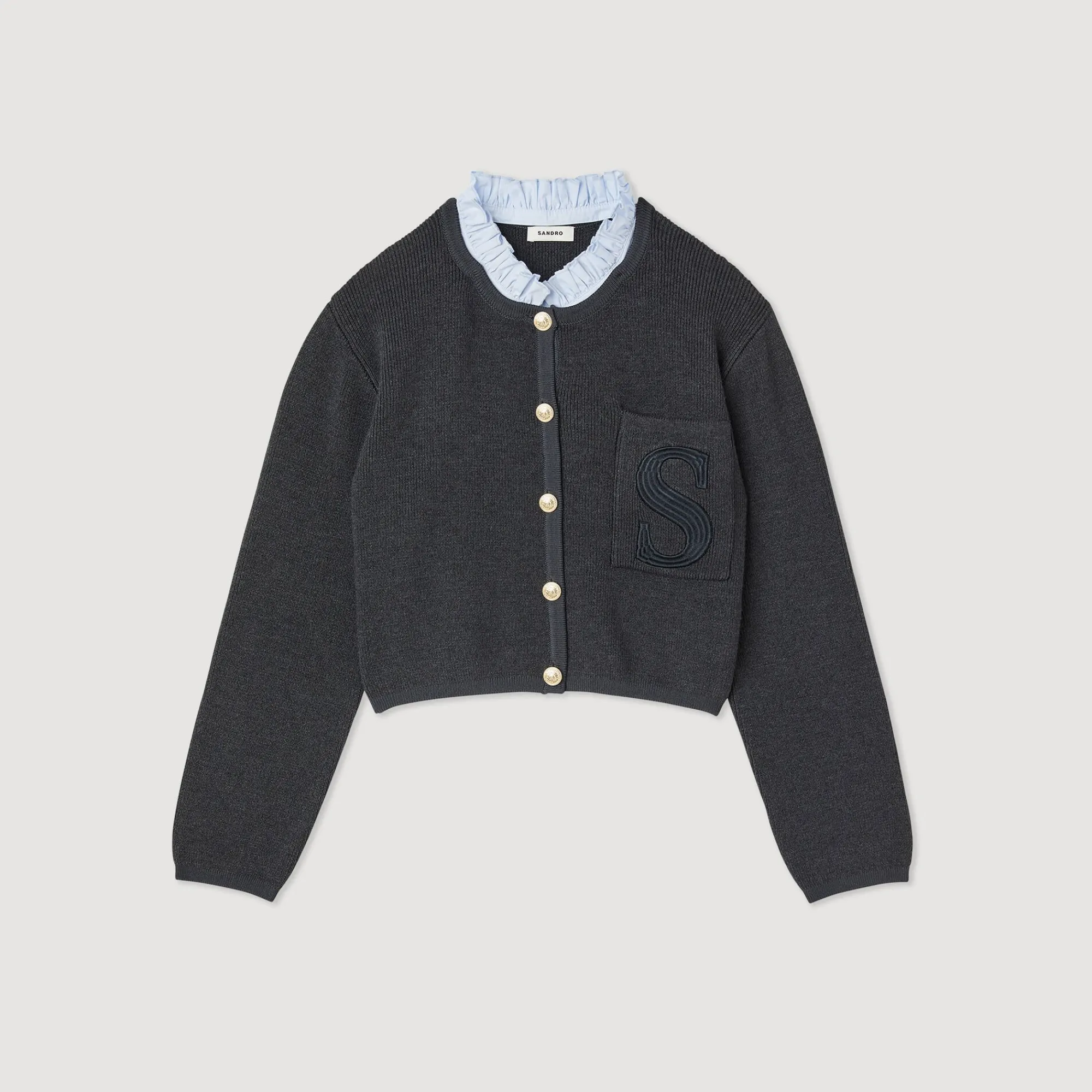 Pulls & Cardigans*SANDRO Cardigan En Laine Certifiée Anthracite