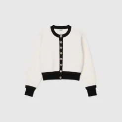 Pulls & Cardigans*SANDRO Cardigan En Maille Ecru / Noir