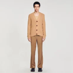 Pulls & Gilets*SANDRO Cardigan En Maille Ajourée Camel