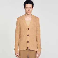 Pulls & Gilets*SANDRO Cardigan En Maille Ajourée Camel