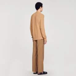 Pulls & Gilets*SANDRO Cardigan En Maille Ajourée Camel