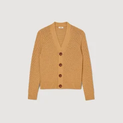 Pulls & Gilets*SANDRO Cardigan En Maille Ajourée Camel
