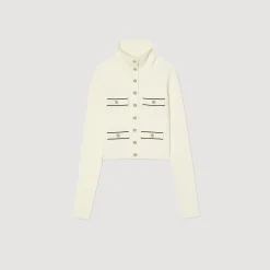 Pulls & Cardigans*SANDRO Cardigan En Maille Côtelée Ecru