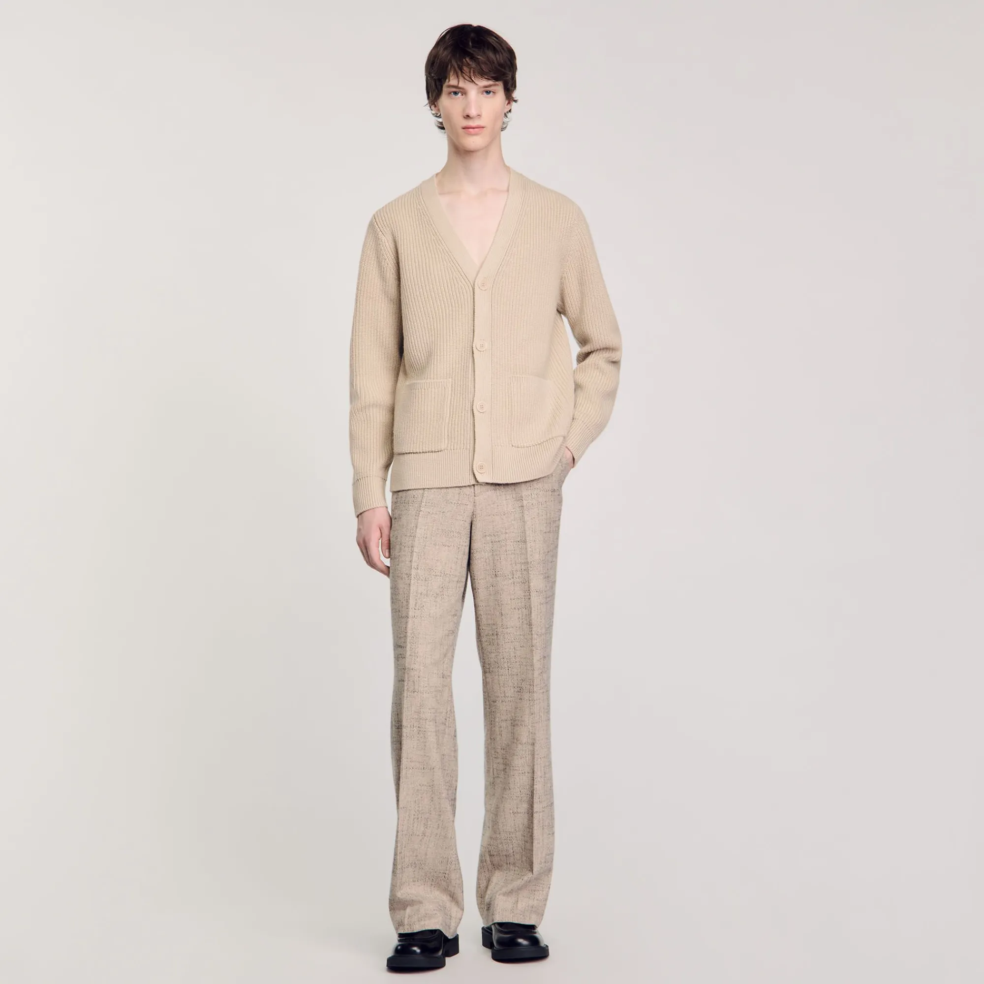 Pulls & Gilets*SANDRO Cardigan En Maille Côtelée Beige