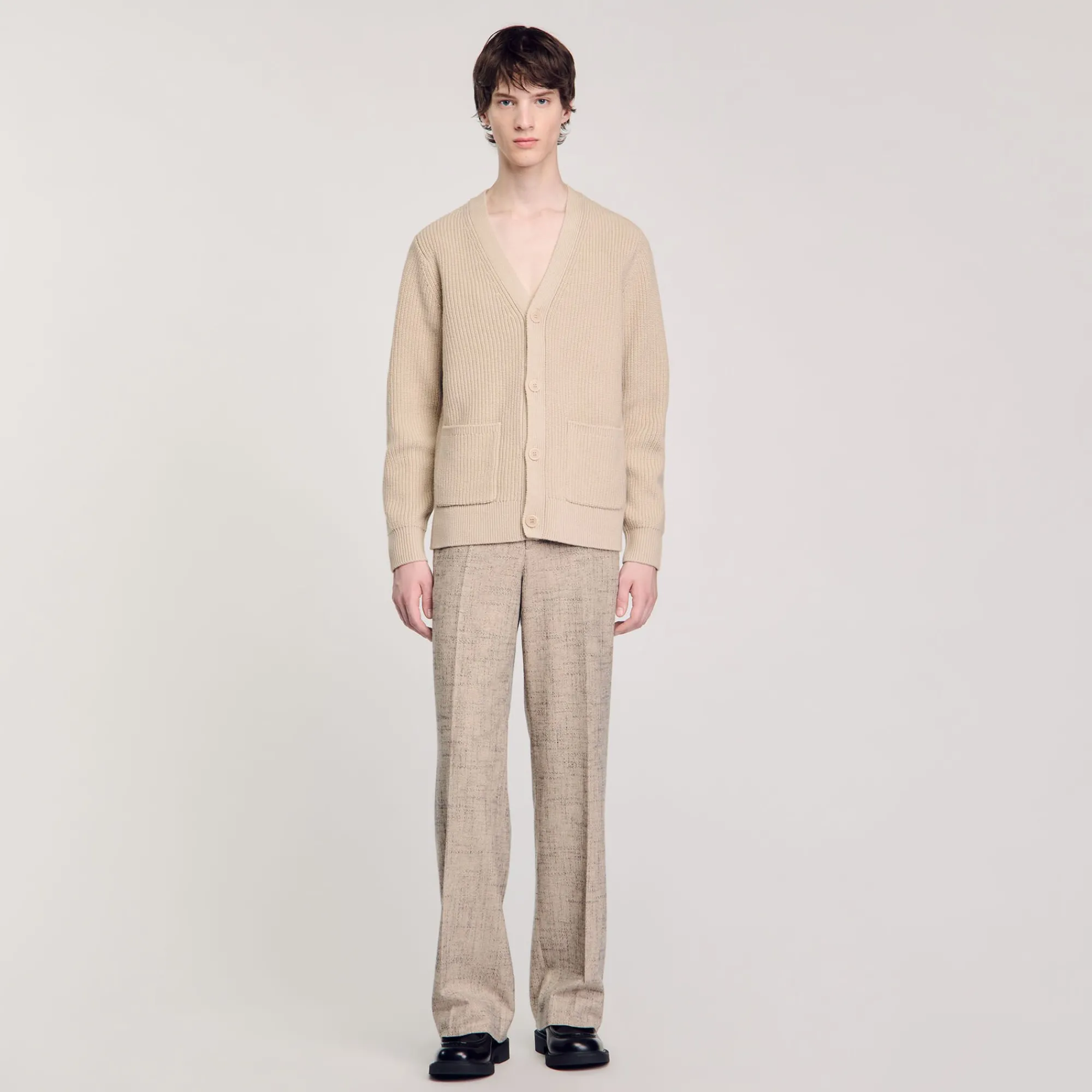Pulls & Gilets*SANDRO Cardigan En Maille Côtelée Beige