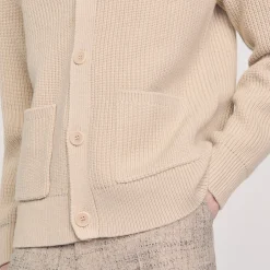Pulls & Gilets*SANDRO Cardigan En Maille Côtelée Beige