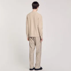 Pulls & Gilets*SANDRO Cardigan En Maille Côtelée Beige