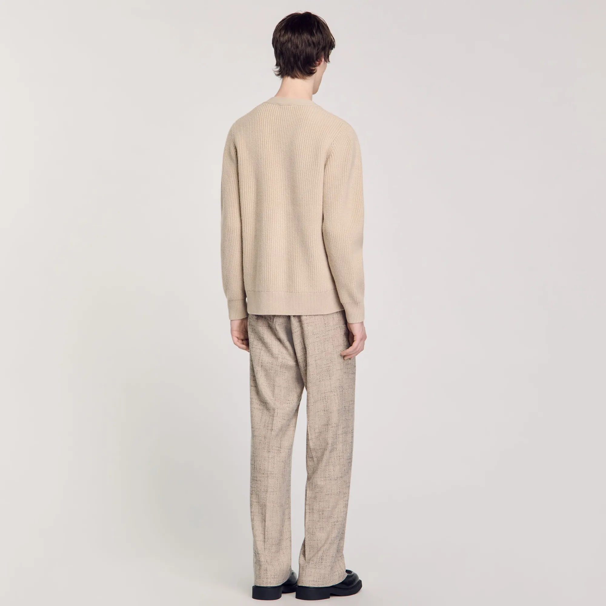 Pulls & Gilets*SANDRO Cardigan En Maille Côtelée Beige