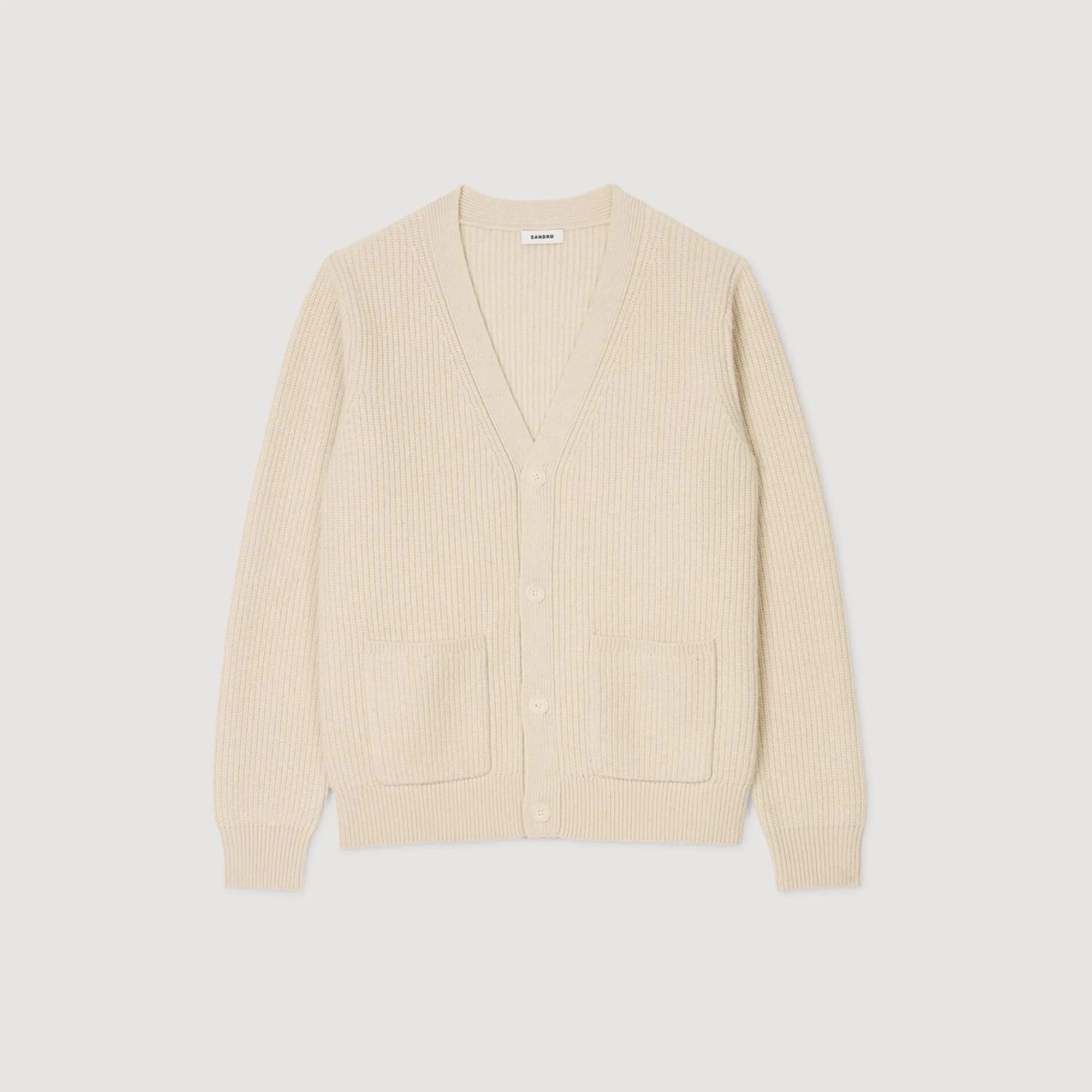 Pulls & Gilets*SANDRO Cardigan En Maille Côtelée Beige