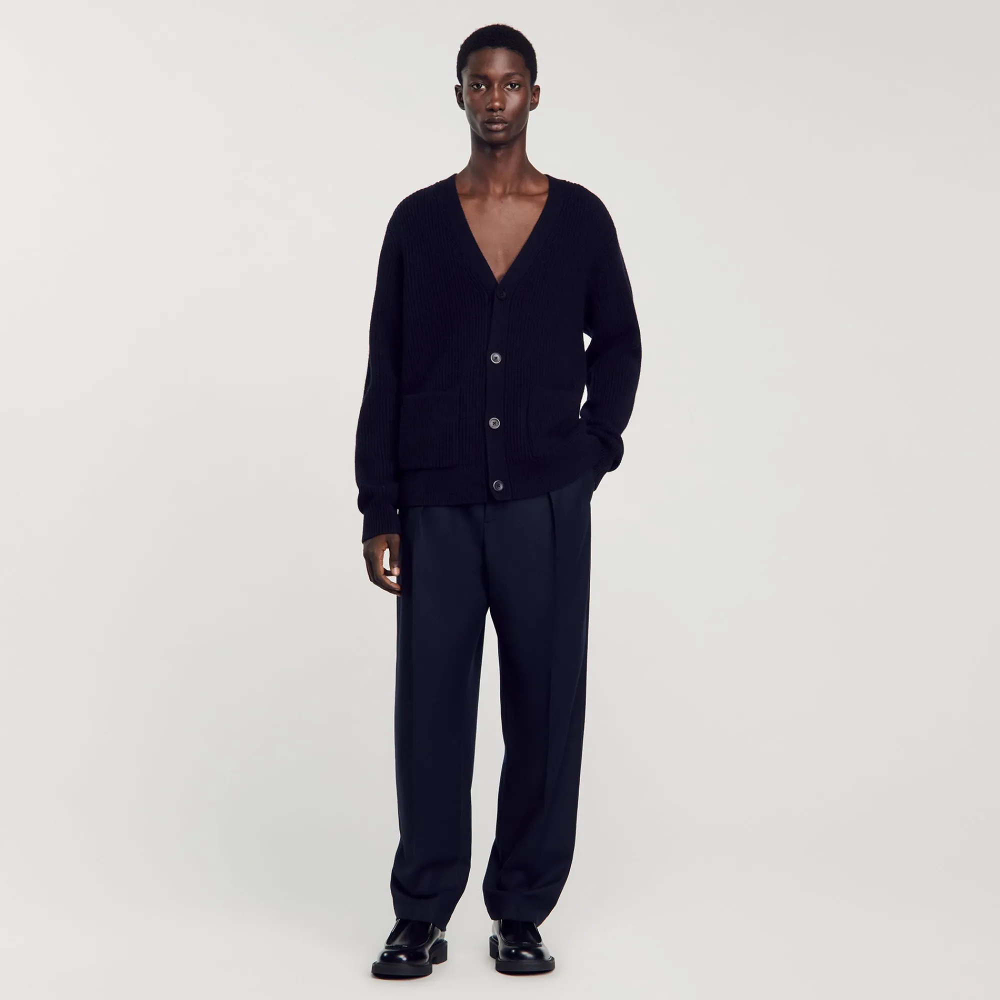 Pulls & Gilets*SANDRO Cardigan En Maille Côtelée Marine