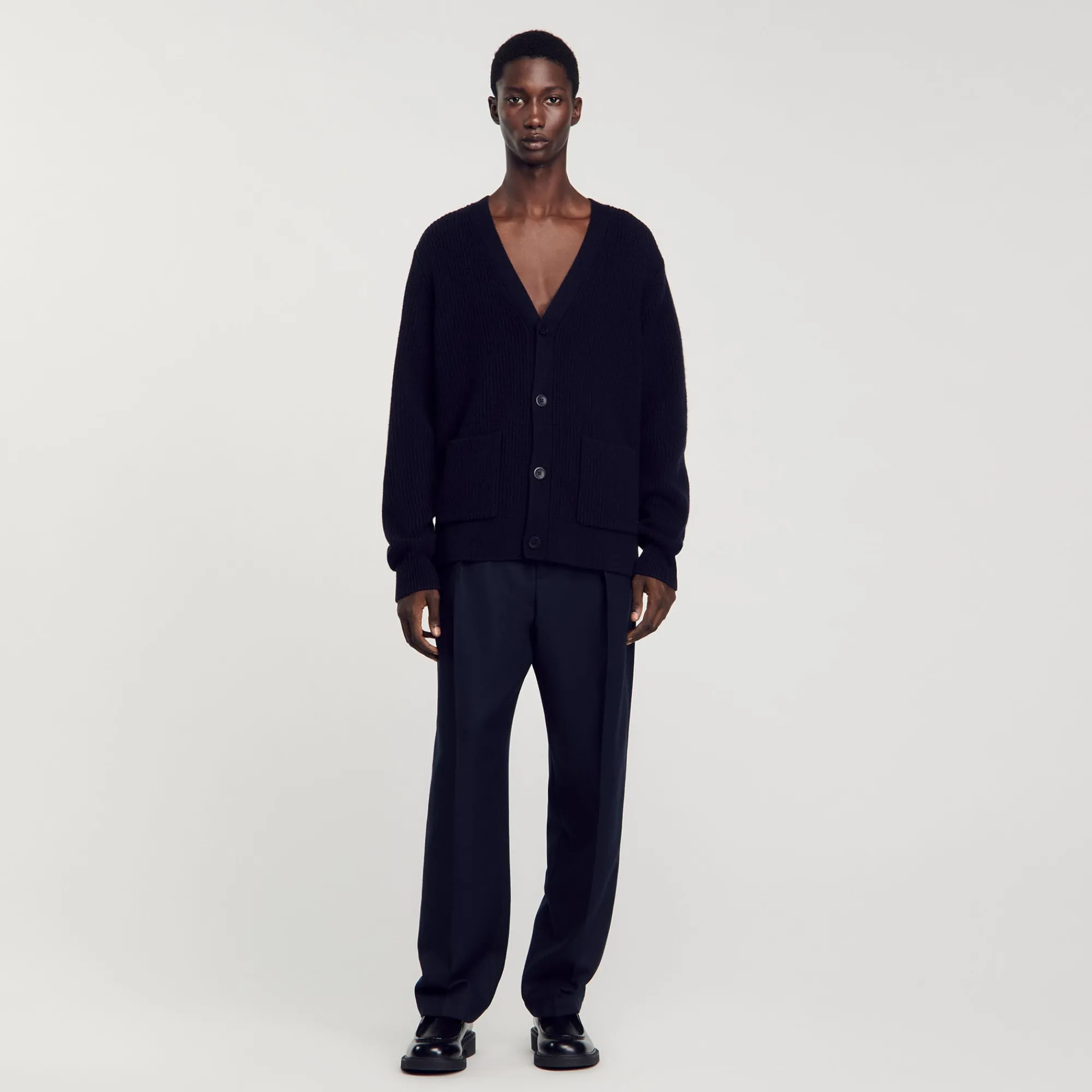 Pulls & Gilets*SANDRO Cardigan En Maille Côtelée Marine