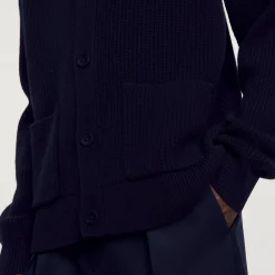 Pulls & Gilets*SANDRO Cardigan En Maille Côtelée Marine