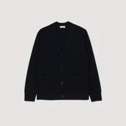 Pulls & Gilets*SANDRO Cardigan En Maille Côtelée Marine