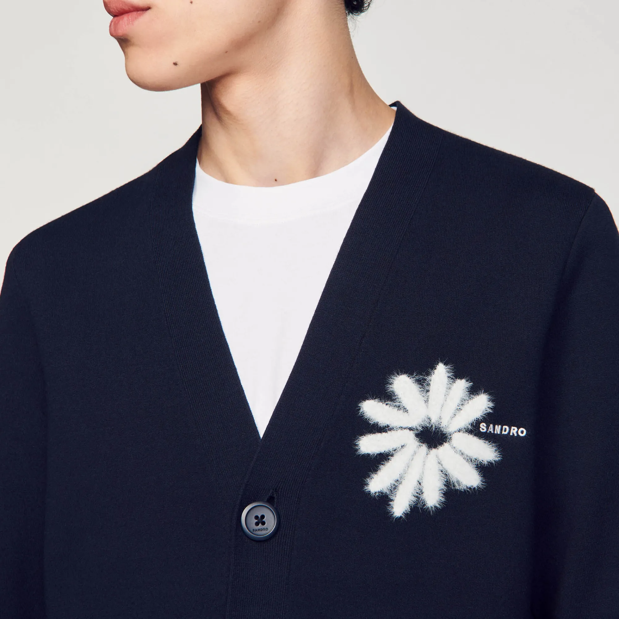 Pulls & Gilets*SANDRO Cardigan En Maille Jacquard Fleur Marine
