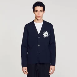 Pulls & Gilets*SANDRO Cardigan En Maille Jacquard Fleur Marine