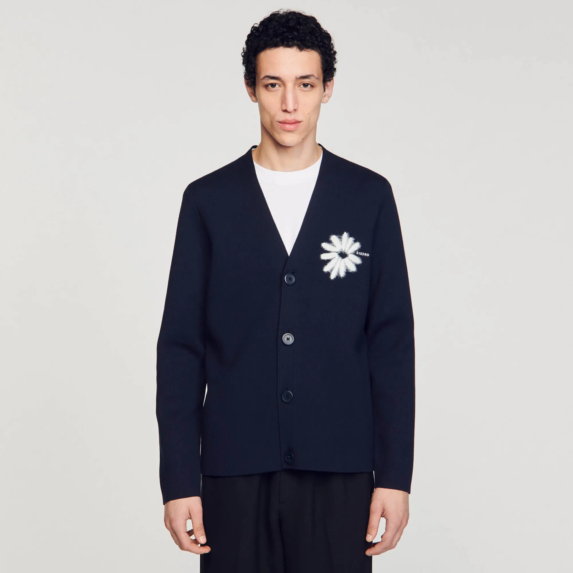 Pulls & Gilets*SANDRO Cardigan En Maille Jacquard Fleur Marine