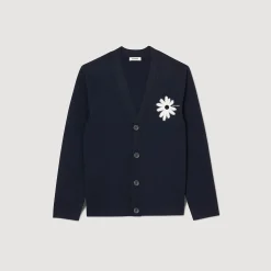 Pulls & Gilets*SANDRO Cardigan En Maille Jacquard Fleur Marine