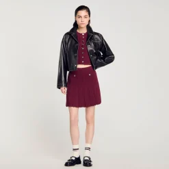 Ensembles|Pulls & Cardigans*SANDRO Cardigan En Maille Torsadée Bordeaux