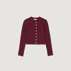 Ensembles|Pulls & Cardigans*SANDRO Cardigan En Maille Torsadée Bordeaux