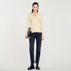 Pulls & Cardigans*SANDRO Cardigan En Viscose Certifiée Ecru