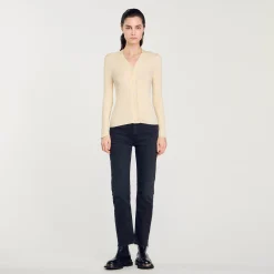 Pulls & Cardigans*SANDRO Cardigan En Viscose Certifiée Ecru