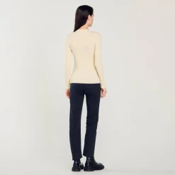 Pulls & Cardigans*SANDRO Cardigan En Viscose Certifiée Ecru
