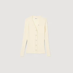 Pulls & Cardigans*SANDRO Cardigan En Viscose Certifiée Ecru
