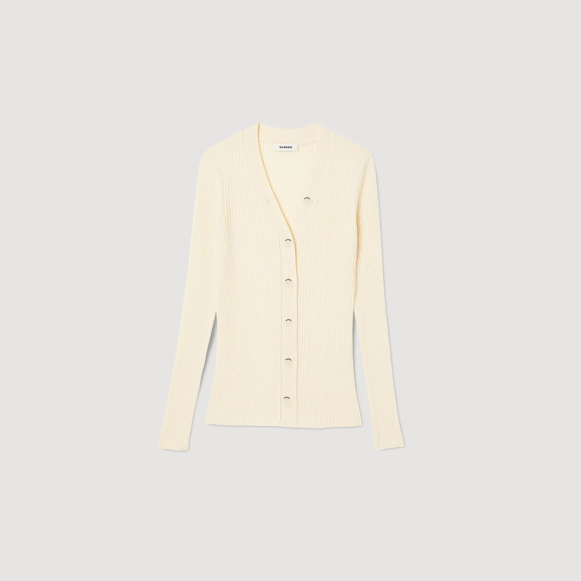Pulls & Cardigans*SANDRO Cardigan En Viscose Certifiée Ecru