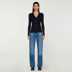 Pulls & Cardigans*SANDRO Cardigan En Viscose Certifiée Noir
