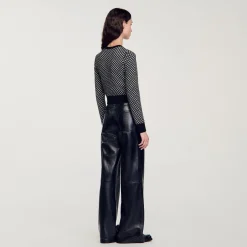 Ensembles|Pulls & Cardigans*SANDRO Cardigan Jacquard Carreaux Noir
