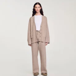 Ensembles|Pulls & Cardigans*SANDRO Cardigan Long Strassé Beige