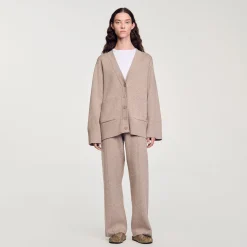 Ensembles|Pulls & Cardigans*SANDRO Cardigan Long Strassé Beige