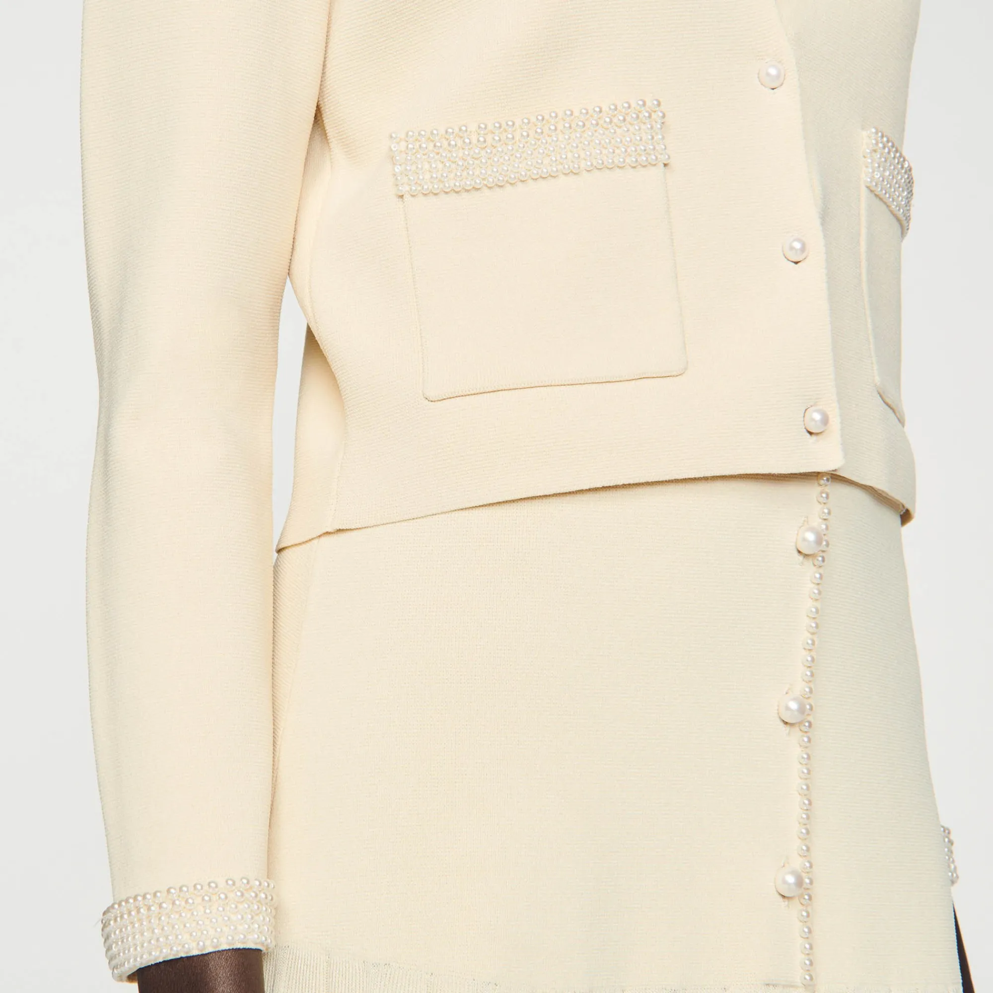 Ensembles|Pulls & Cardigans*SANDRO Cardigan Orné De Perles Beige