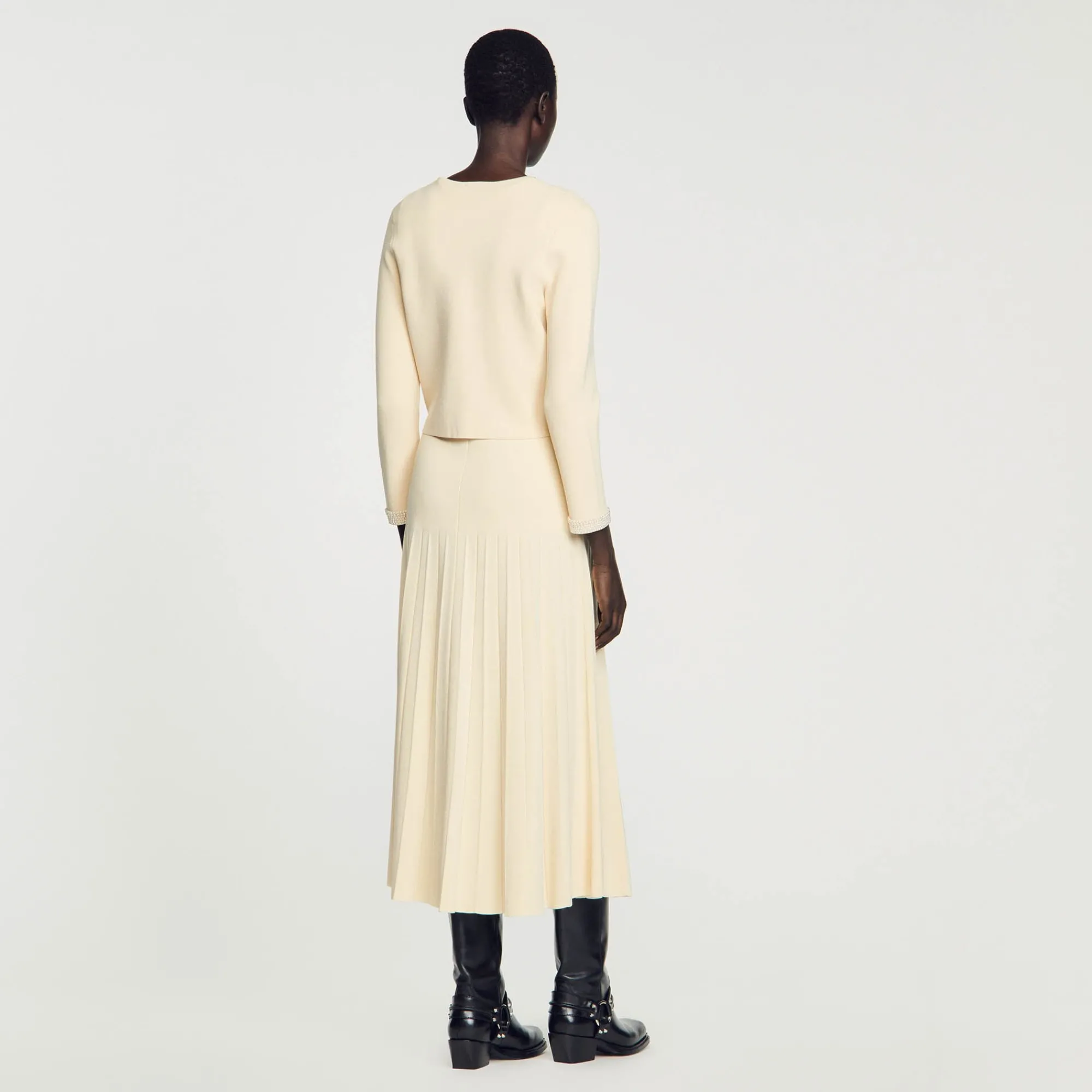 Ensembles|Pulls & Cardigans*SANDRO Cardigan Orné De Perles Beige