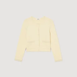 Ensembles|Pulls & Cardigans*SANDRO Cardigan Orné De Perles Beige