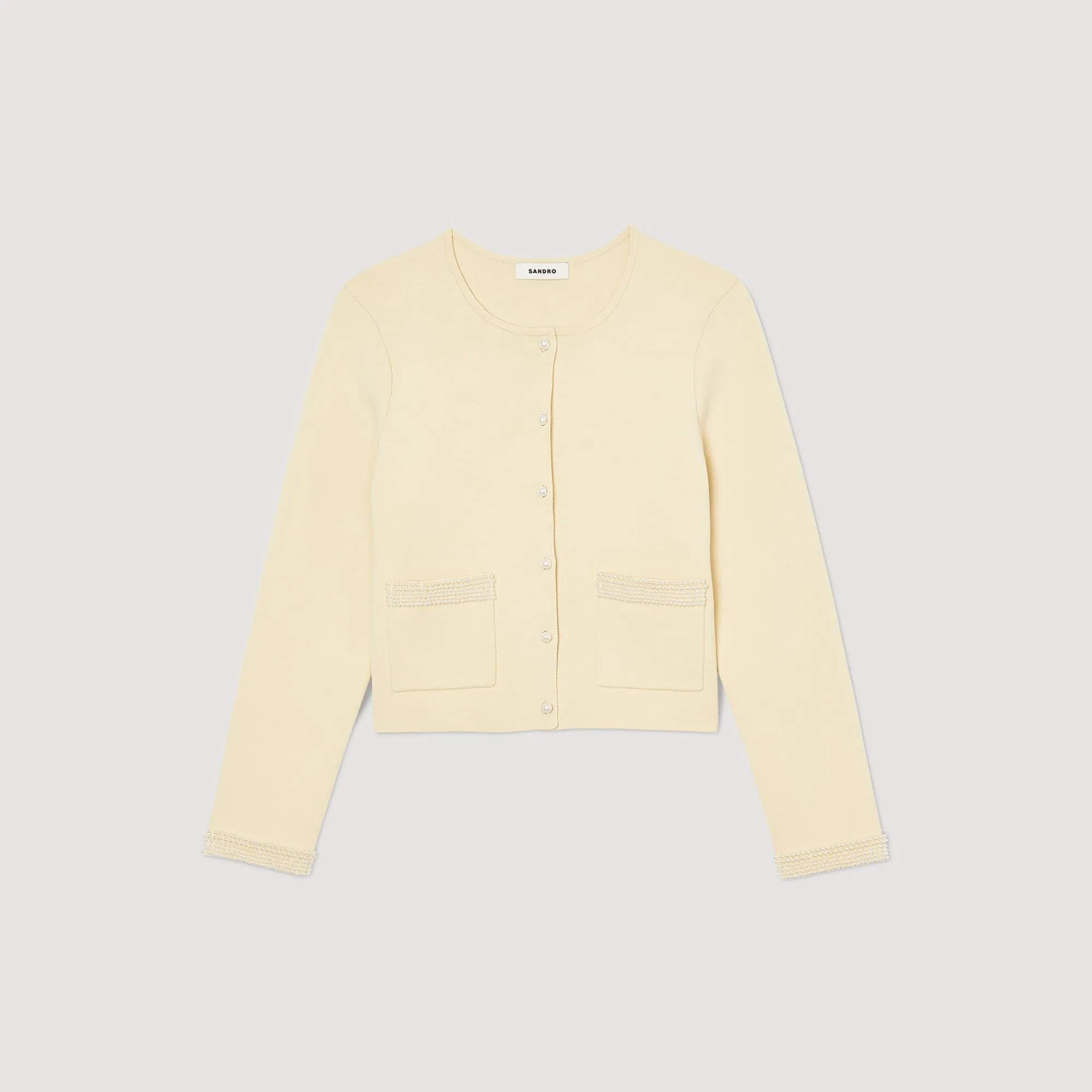 Ensembles|Pulls & Cardigans*SANDRO Cardigan Orné De Perles Beige