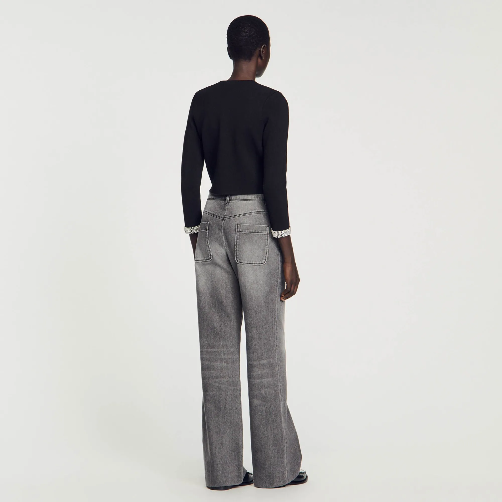 Ensembles|Pulls & Cardigans*SANDRO Cardigan Orné De Perles Noir