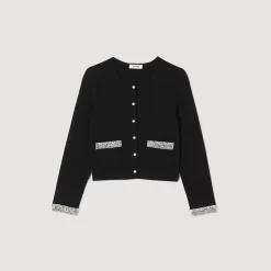 Ensembles|Pulls & Cardigans*SANDRO Cardigan Orné De Perles Noir
