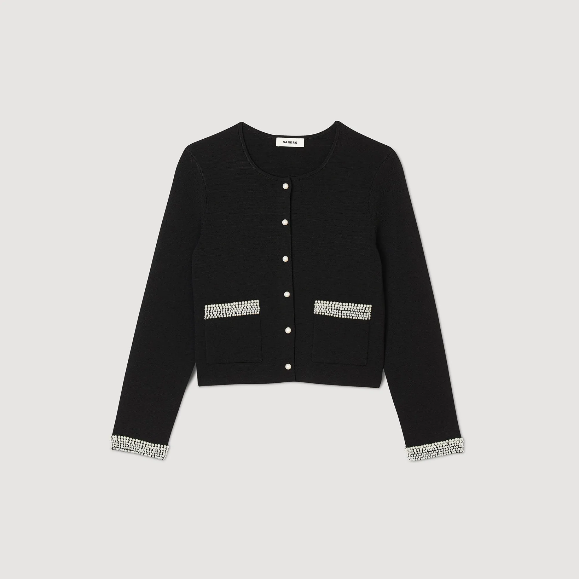 Ensembles|Pulls & Cardigans*SANDRO Cardigan Orné De Perles Noir