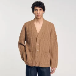 Pulls & Gilets*SANDRO Cardigan Oversize à Côtes Praline